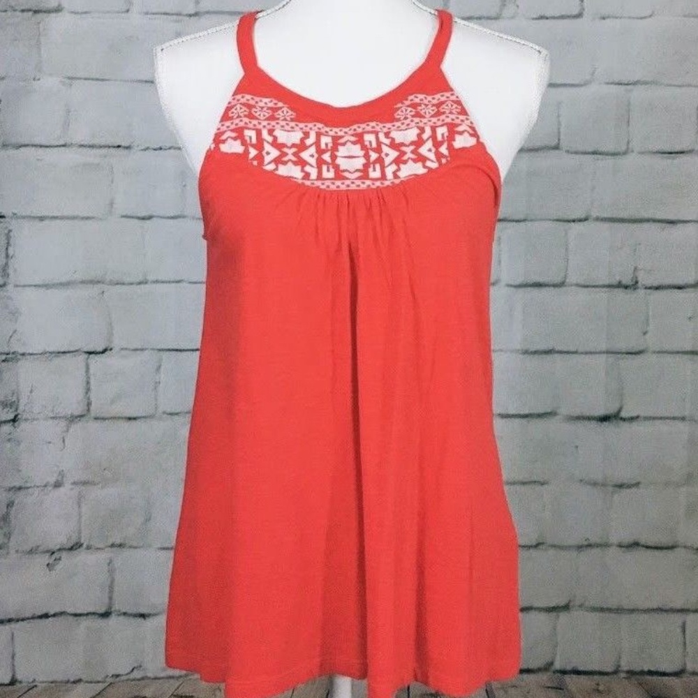 Lucky Brand Red Embroidered Halter Top